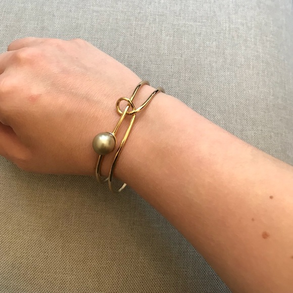 NWOT Alexis Bittar Faux Pearl Liquid Coil Bangle - Picture 2 of 5